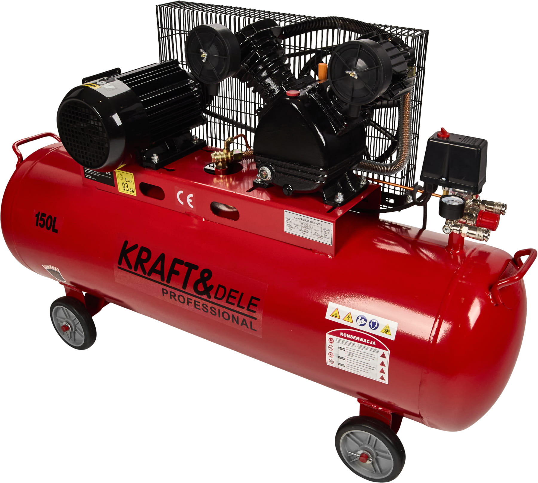 Compresor Aer 150L 5.2CP 8bar 640L/min 400V, Kraft&Dele KD406