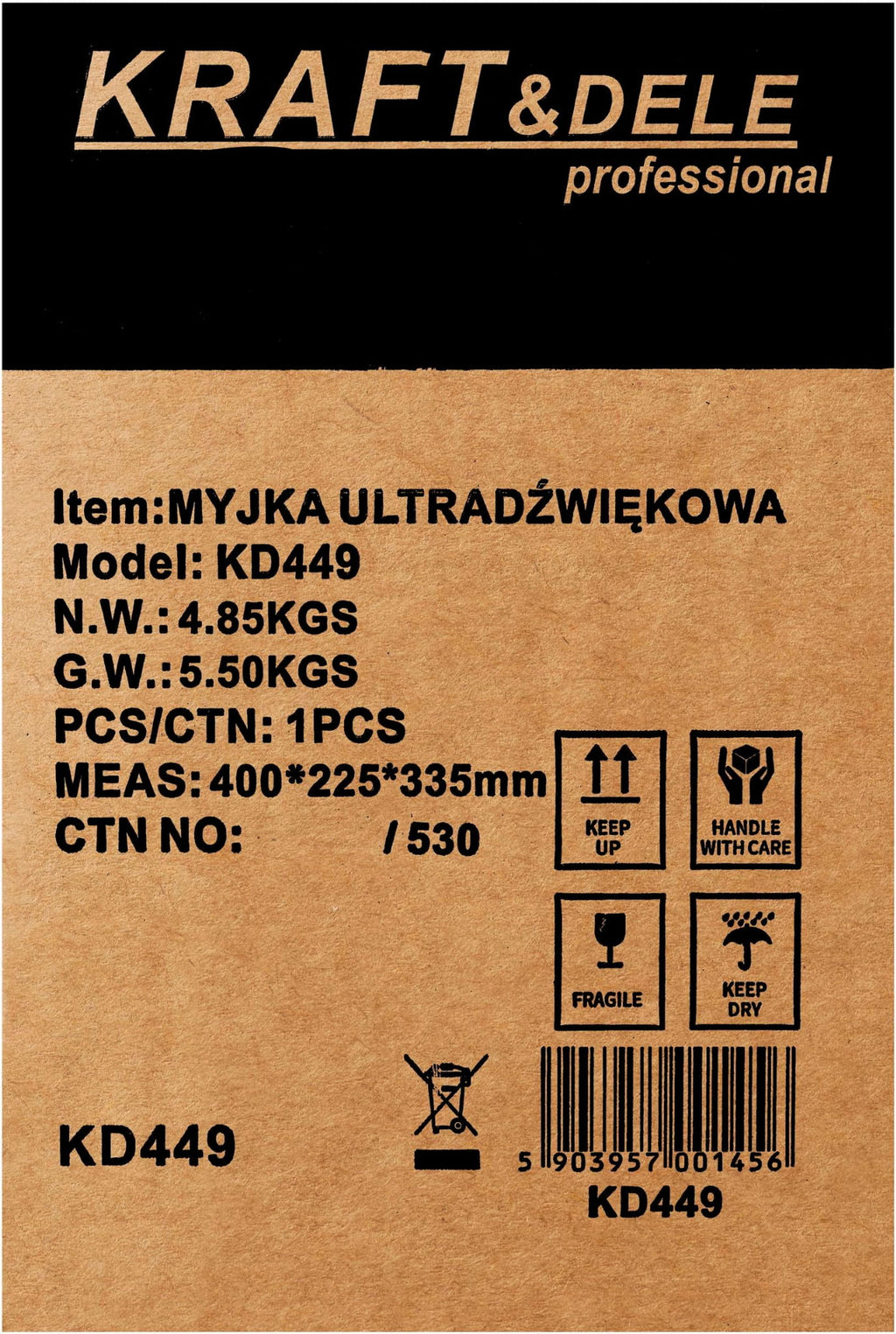 Cuva Spalare cu Ultrasunete 6,5L, Kraft&Dele KD449