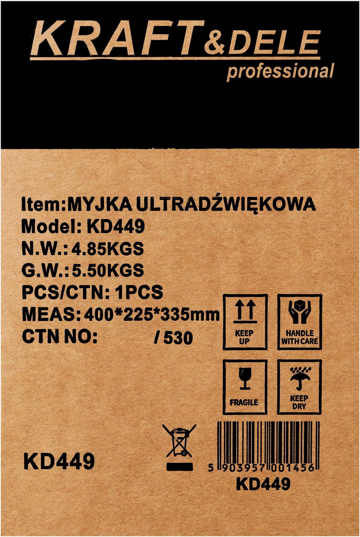 Cuva Spalare cu Ultrasunete 6,5L, Kraft&Dele KD449