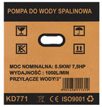 Motopompa Apa 6.5cp, 3 " , 1000l/min, Kraft&Dele KD771
