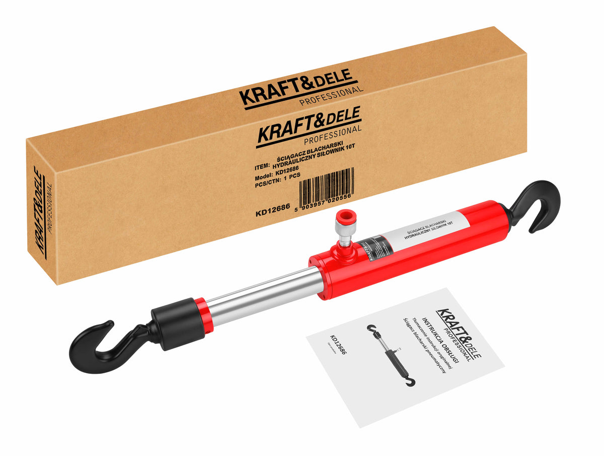 Cilindru Hidraulic Tinichigerie 10T cu 2 Carlige Cursa 130mm, Kraft&Dele KD12686 12