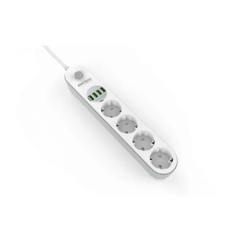Prelungitor electric cu intrerupator 4 prize, 4 mufe USB, 2m , Kraft&Dele KD4030