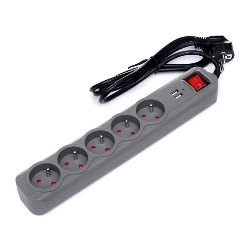 Prelungitor electric cu intrerupator 4 prize, 2 mufe USB, 1.5m , Kraft&Dele KD4033