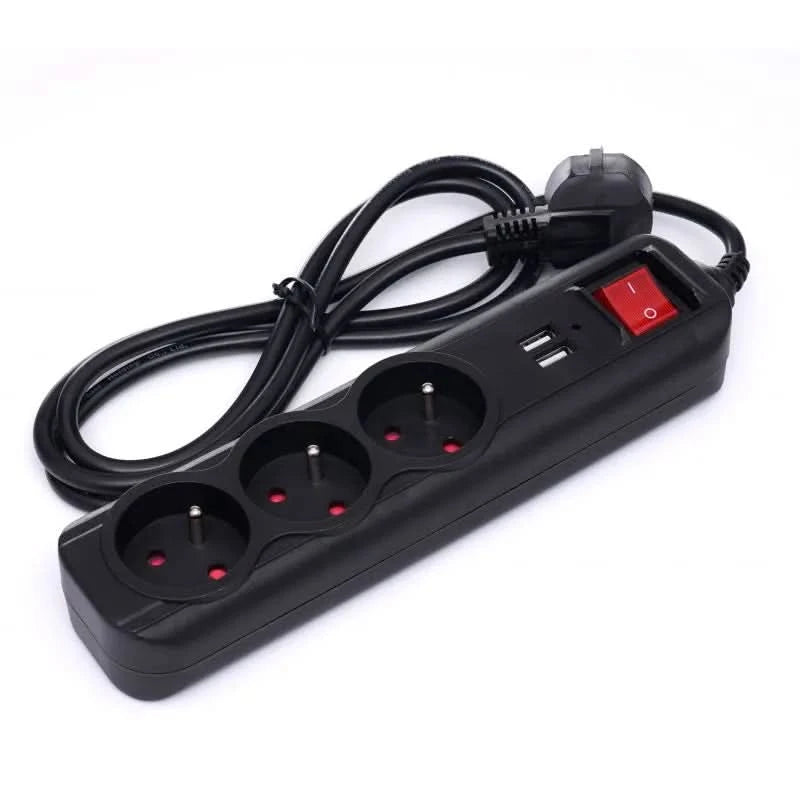 Prelungitor electric cu intrerupator 3 prize, 2 mufe USB, 3m , Kraft&Dele KD4032