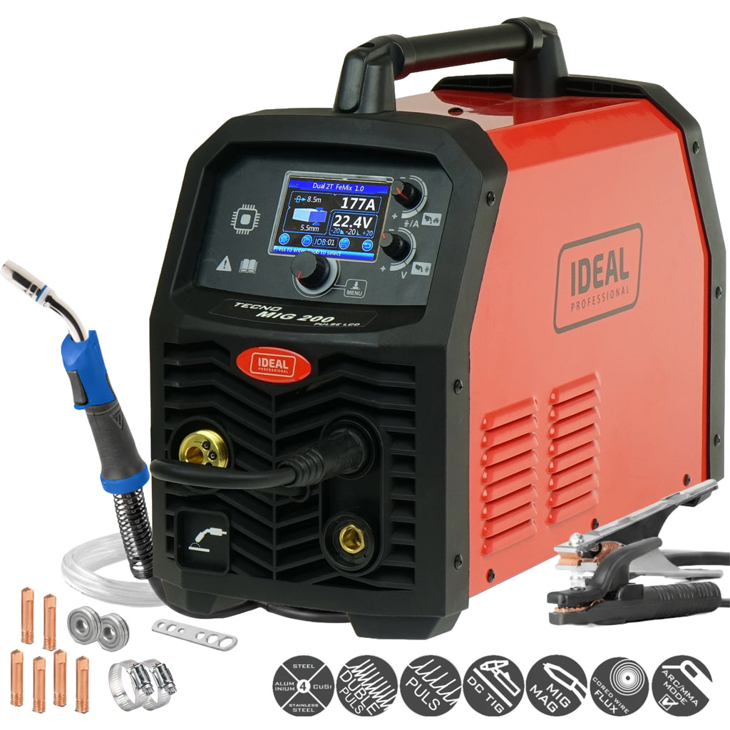 Aparat de sudura profesional dublu puls aluminiu MIG MAG TIG MMA 4x4 Technomig TMIG200P
