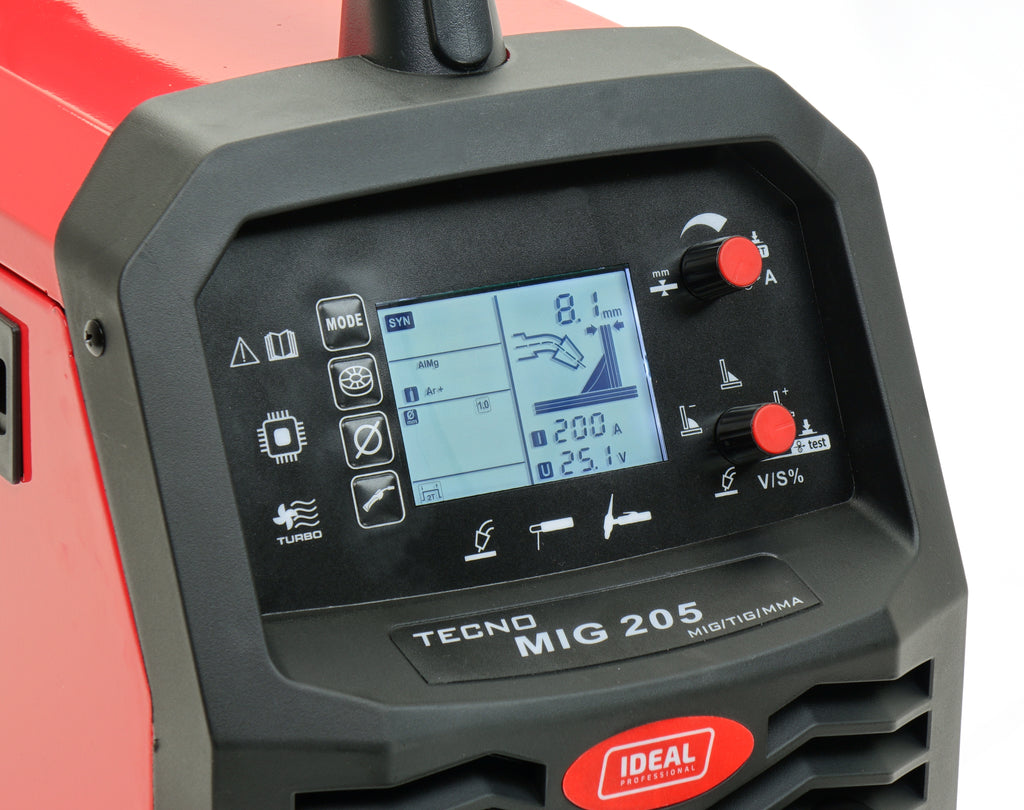 Aparat de Sudura Invertor MIG/MAG/TIG/MMA Synergic 205A 230V, TECNO MIG 205 LCD B-TMIG205LCDV3