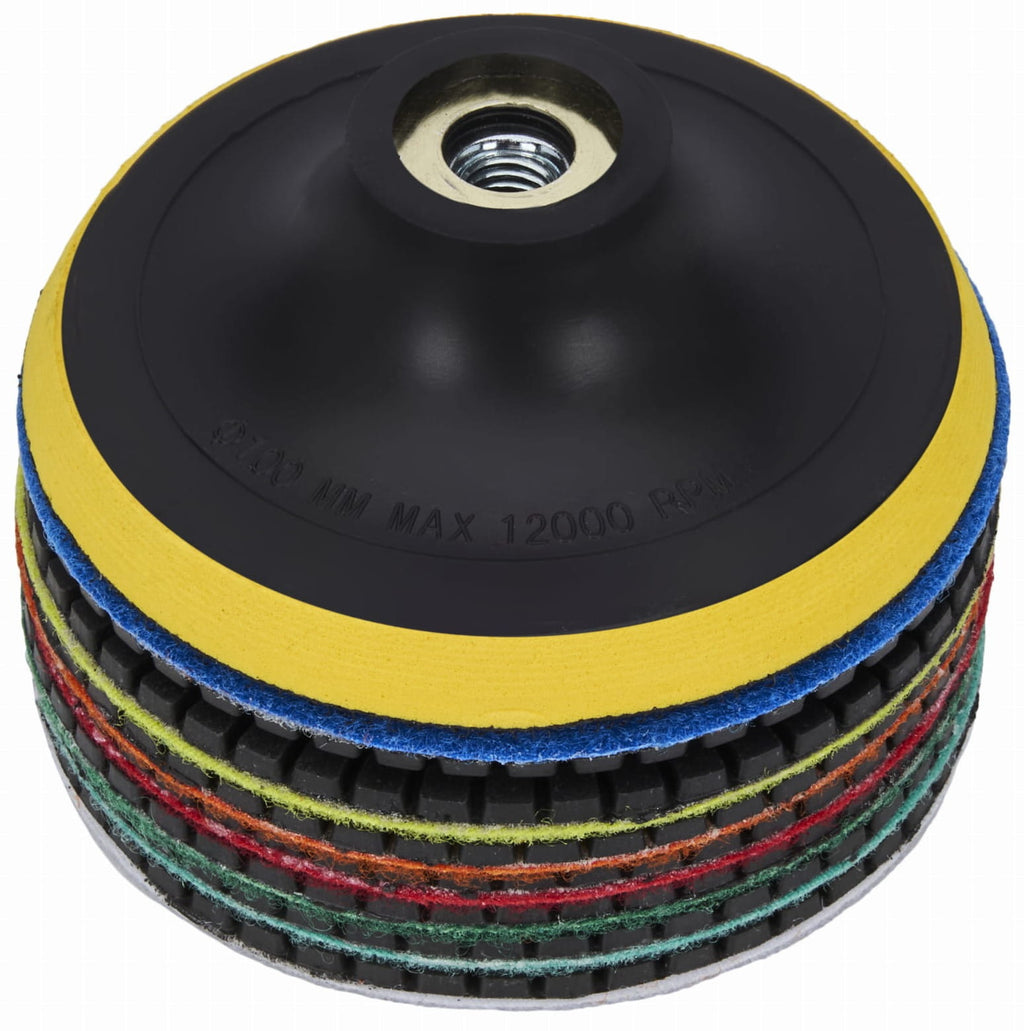 Set de Discuri Diamantate Gradatie 50 - 3000, Adaptor M12, Disc, Manusi, Kraft&Dele WDS2212
