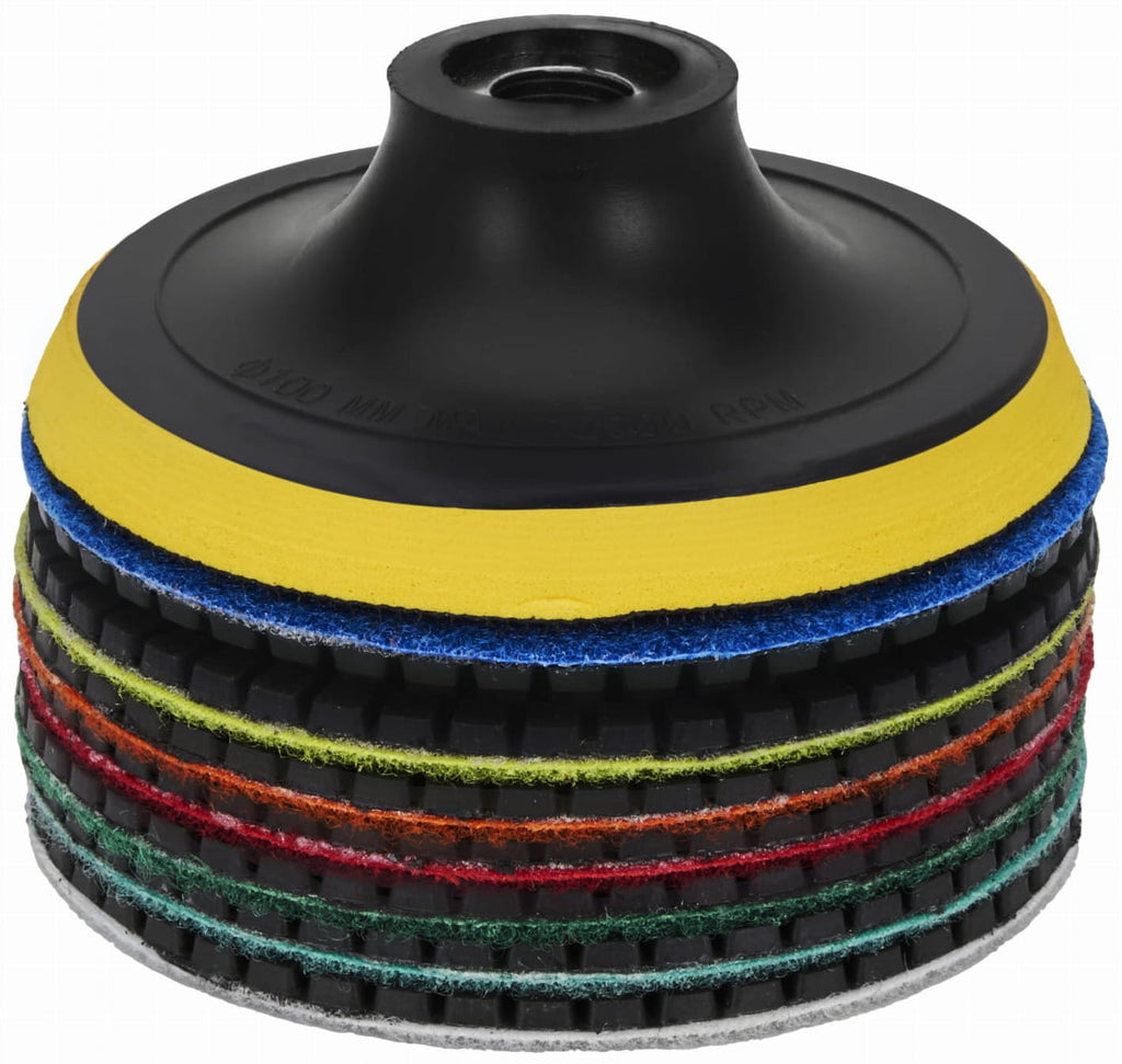 Set de Discuri Diamantate Gradatie 50 - 3000, Adaptor M12, Disc, Manusi, Kraft&Dele WDS2212