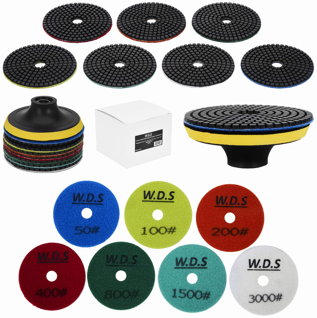 Set de Discuri Diamantate Gradatie 50 - 3000, Adaptor M12, Disc, Manusi, Kraft&Dele WDS2212