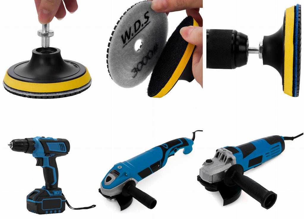 Set de Discuri Diamantate Gradatie 50 - 3000, Adaptor M12, Disc, Manusi, Kraft&Dele WDS2212