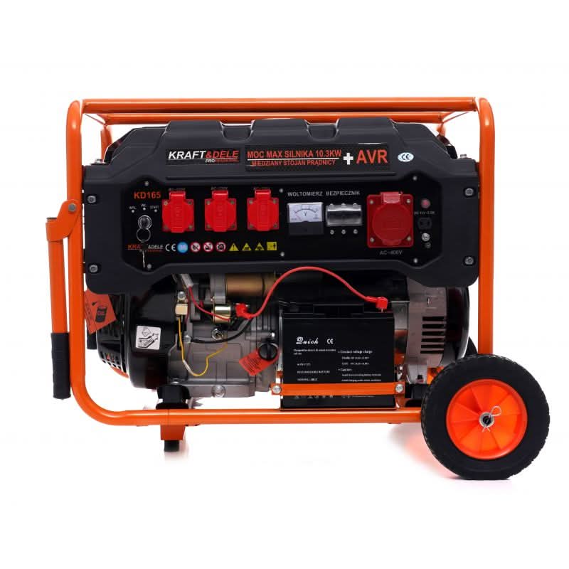 Generator de curent 5.5kw 12/230V/380V cu roti si pornire electrica, Kraft&Dele KD165