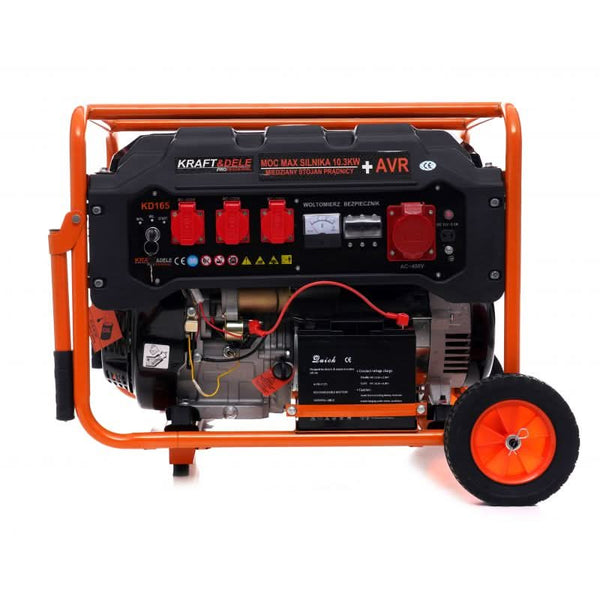 Generator de curent 5.5kw 12/230V/380V cu roti si pornire electrica, Kraft&amp;Dele KD165