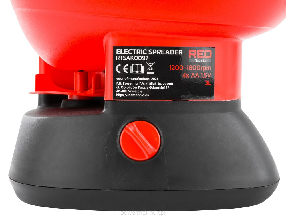 Aparat de imprastiat seminte si ingrasaminte pe baterii , 1200 rpm , 3 L, Red Technic RTSAK0097 - imaginea 4