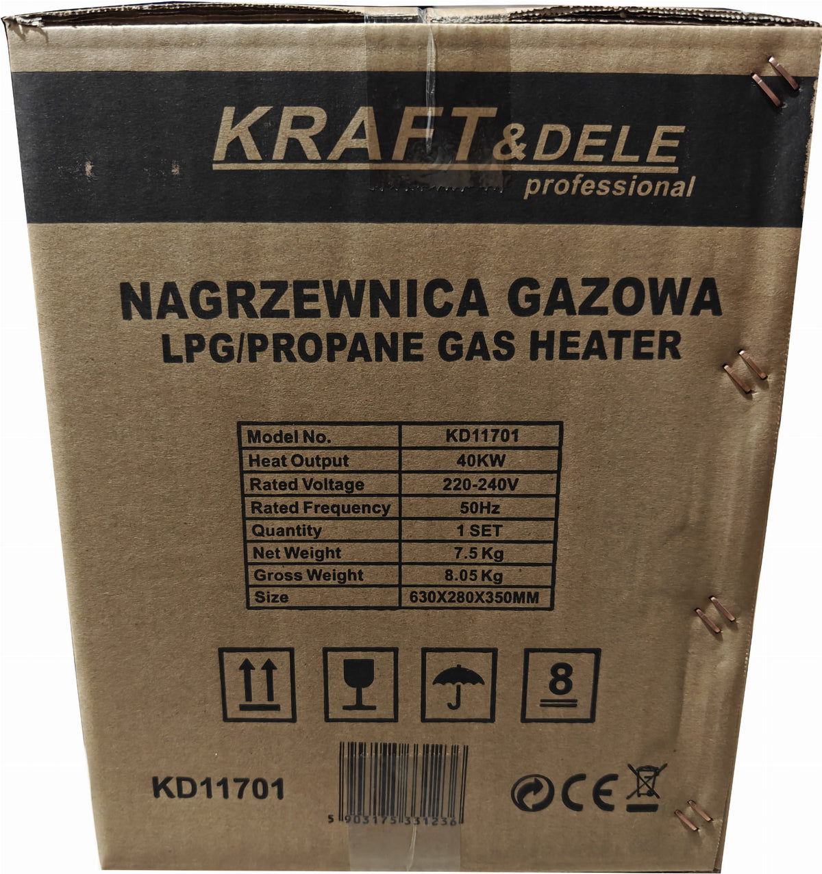 Tun de Caldura pe Gaz 40kw ,display Temperatura Programabil, cu Reductor si Roti Inclus, Kraft&Dele KD11701