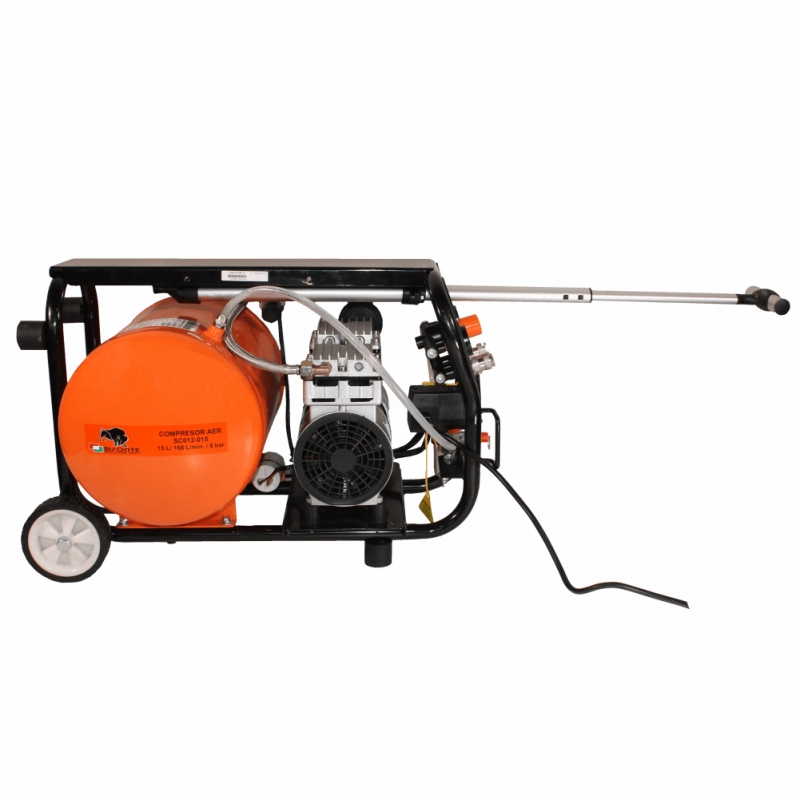 Compresor de aer cu piston BISONTE SC012-015 fara ulei 230V 1,2 cp debit 168 l/min presiune 8 bar