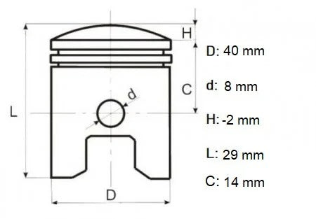Set piston 4T GX35 40mm , Bertoldi 10268 - imaginea 2