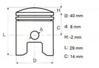 Set piston 4T GX35 40mm , Bertoldi 10268 - imaginea 2
