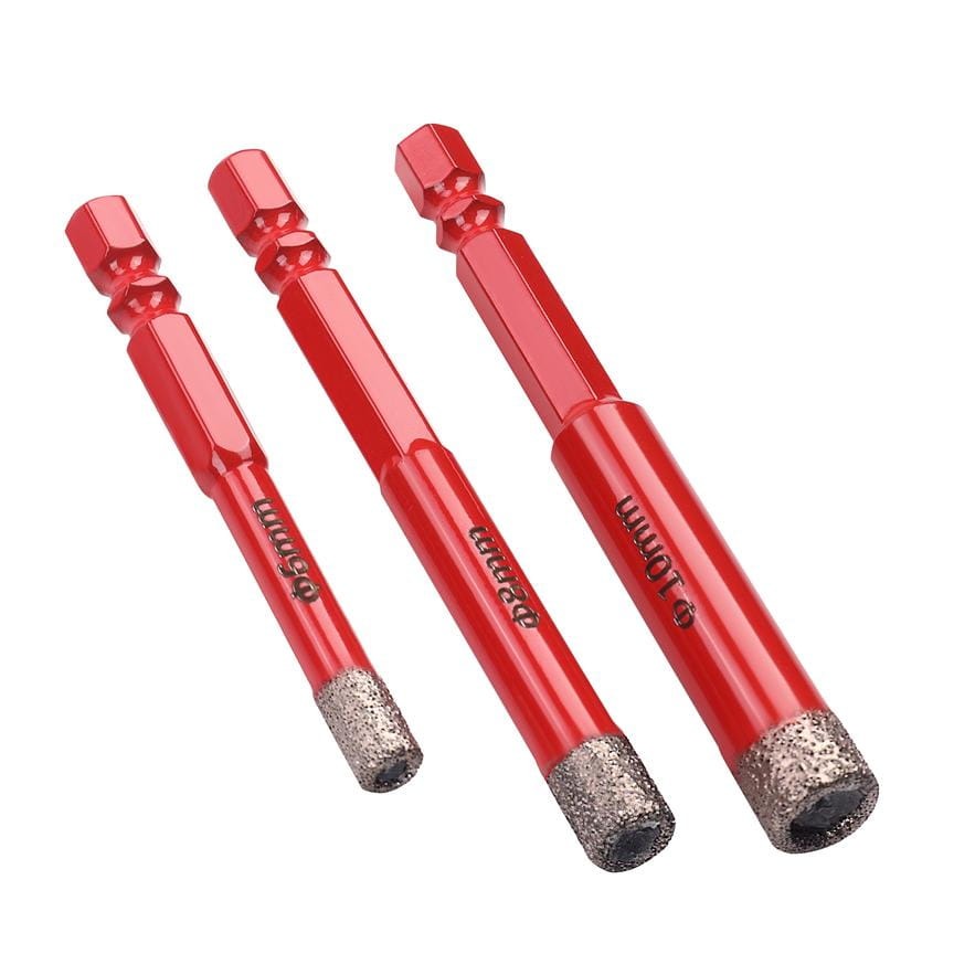 Set 3 carote diamantate pentru gresie, 6, 8, 10 mm, Kraft&Dele  KD12645