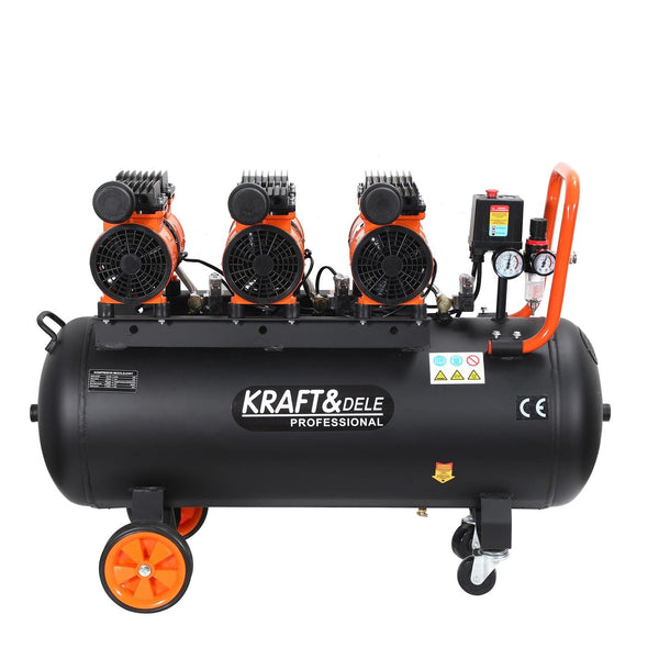 Compresor fara ulei , monofazat, silentios 100L / 3 x 1500W , Kraft&Dele KD1394