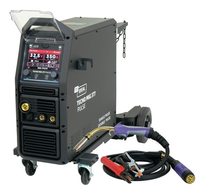 Aparat de Sudura Invertor MIG/MAG Synergic TECNO MIG 377PT PULSE LCD Seria Neagră 4x4 TMIG377PT