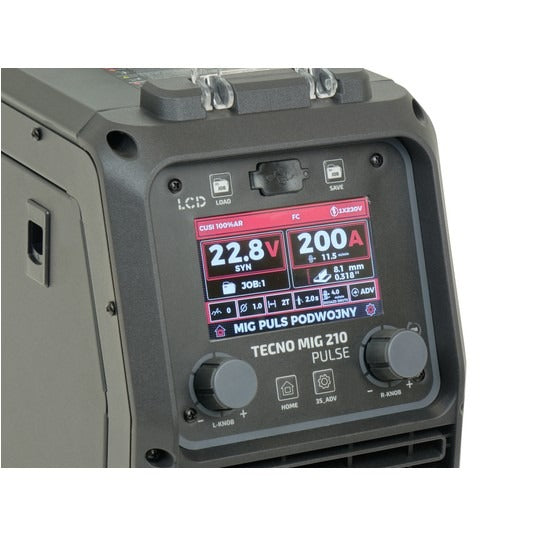 Aparat de Sudura Invertor MIG/MAG Synergic Puls 210A LCD TECNO MIG Seria Neagră 4x4 TMIG210PV2