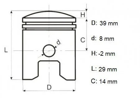 Set piston 4T GX35 39 mm , Bertoldi 10267 - imaginea 2