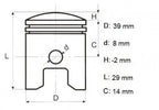 Set piston 4T GX35 39 mm , Bertoldi 10267 - imaginea 2