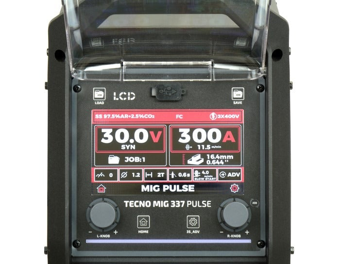 Aparat de Sudura Invertor MIG/MAG Synergic TECNO MIG 337P PULSE LCD Seria Neagră 4x4 TMIG337PV2