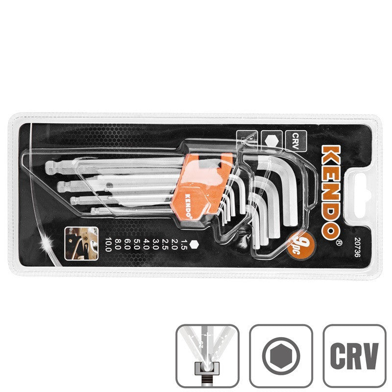 Set Chei Hexagonale L Cu Bila 9buc Lungime 1.5-10mm Crv